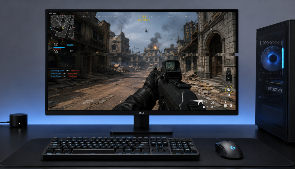 Screen showing visible horizontal tearing during fast gaming motion