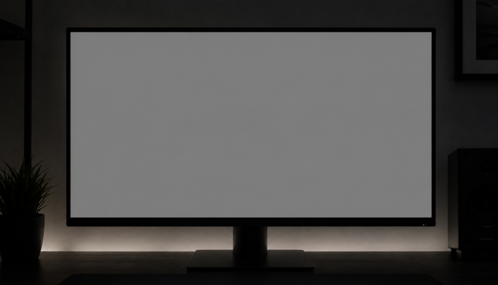 Monitor displaying solid grey screen for burn-in testing